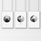 Moon phases wall art | Home office decor set of 3 prints