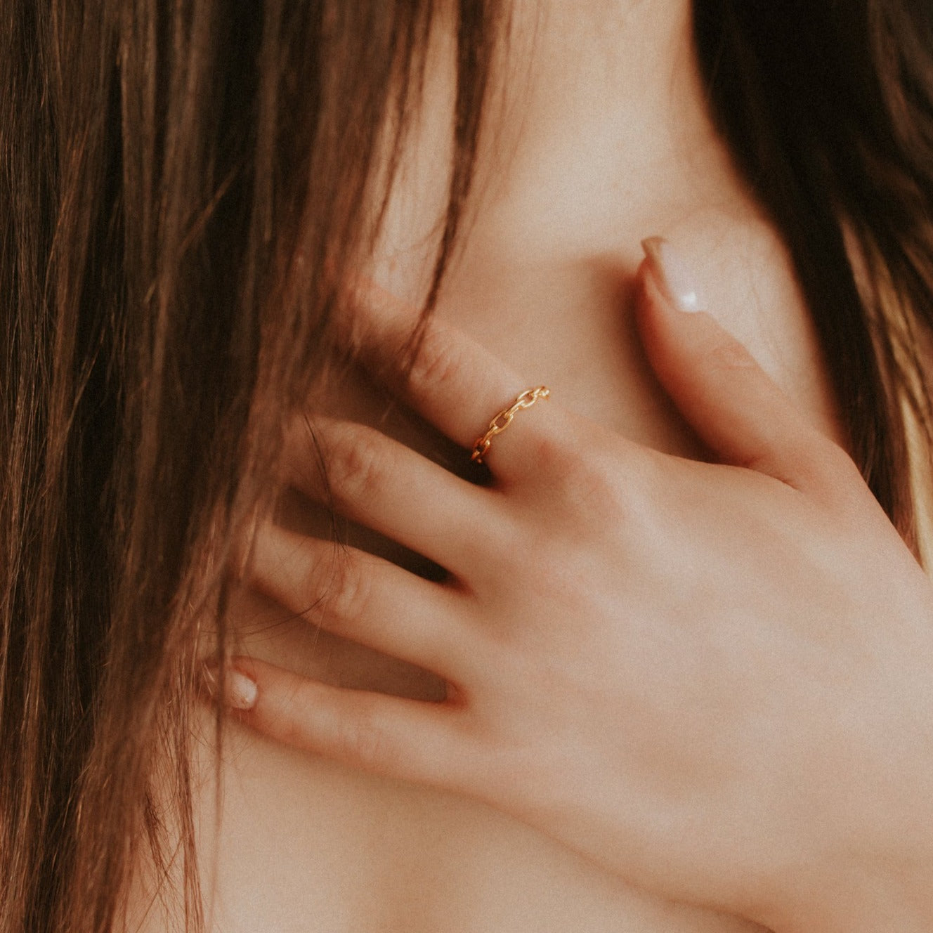 Chained Up Gold Plain Chain Stacking Ring