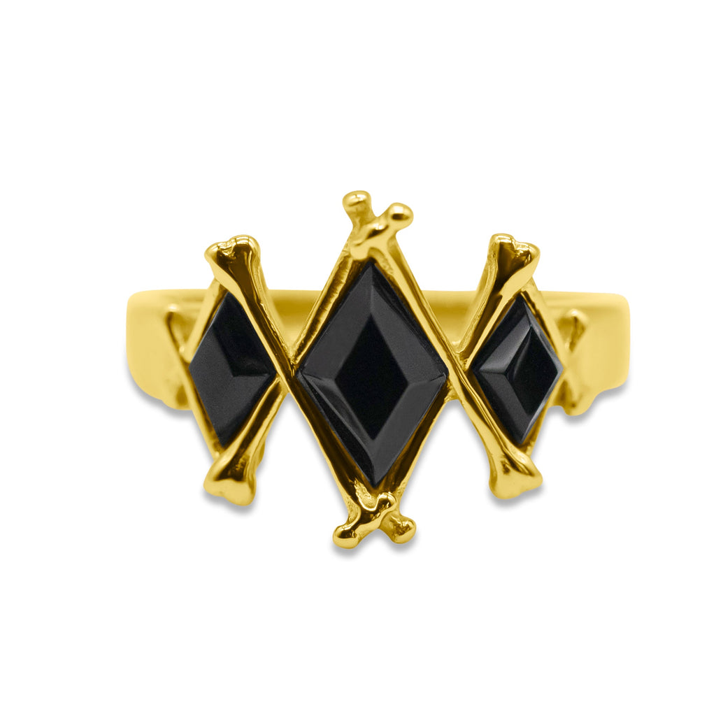 Gold The Obsidian Marrow Black Gemstone Ring