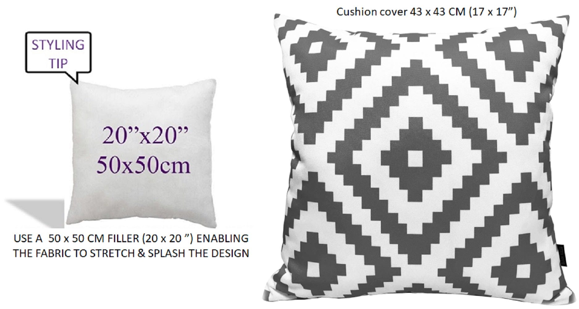 OLIVIA ROCCO Nairobi Charcoal Waterproof Cushion Covers 43 x 43 Cm Reversible Breathable Indoor Outdoor Patio Garden Sofa Bed Chair