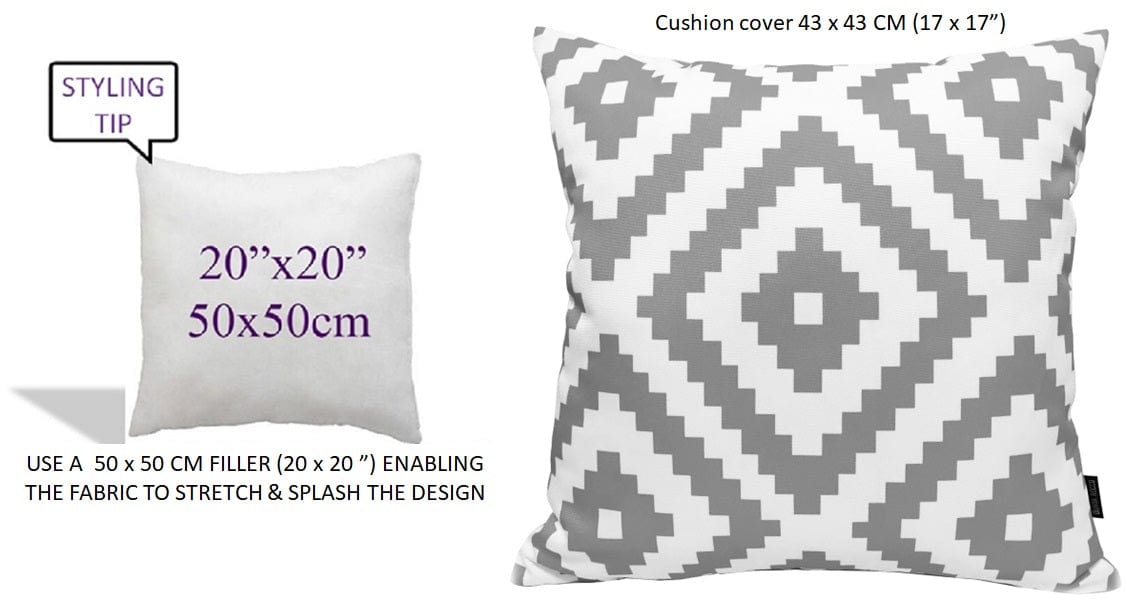 OLIVIA ROCCO Nairobi Silver Waterproof Cushion Covers 43 x 43 cm Reversible Indoor Outdoor Breathable Patio Garden Sofa Bed Chair - Nest UK