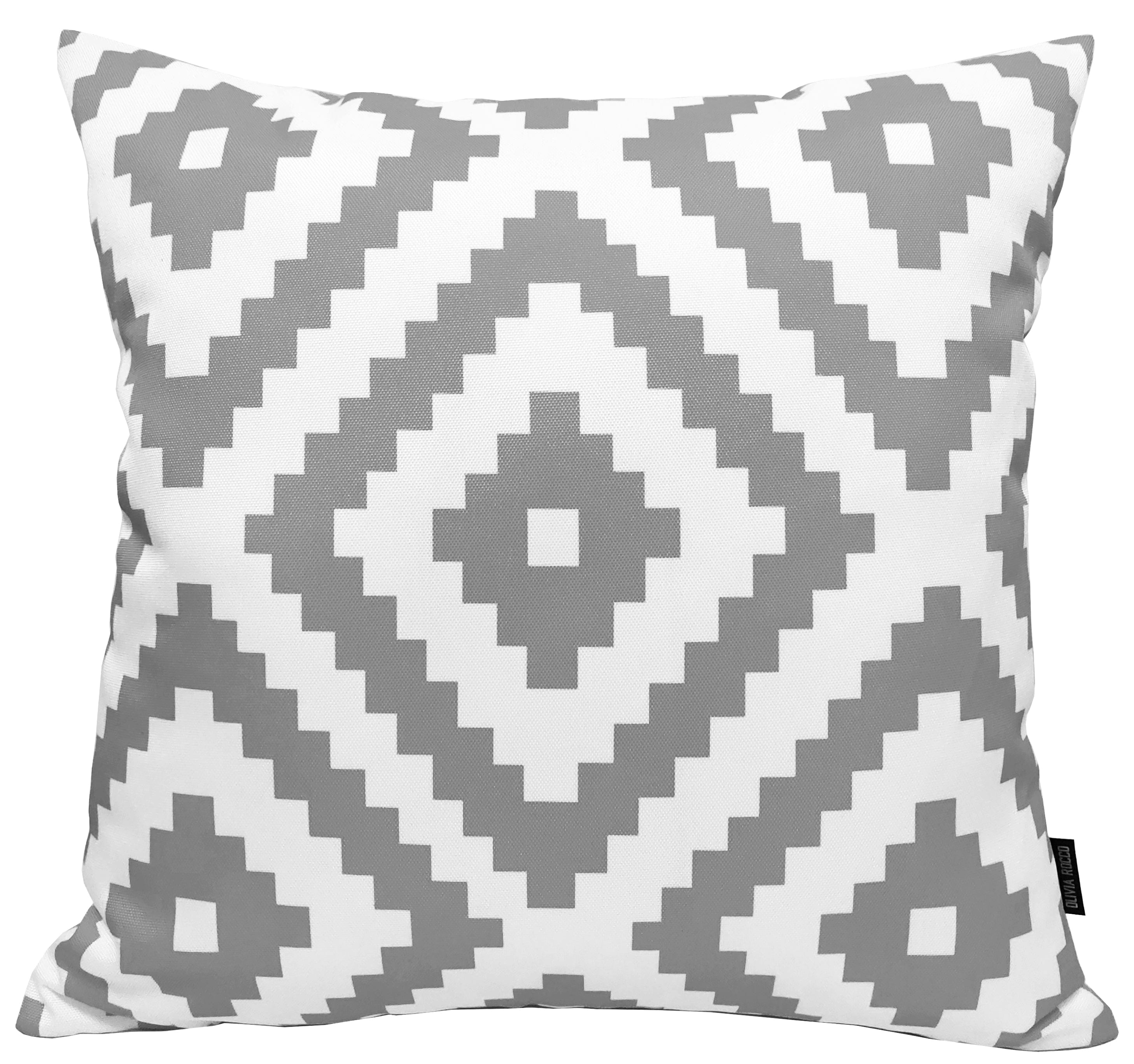 OLIVIA ROCCO Nairobi Silver Waterproof Cushion Covers 43 x 43 cm Reversible Indoor Outdoor Breathable Patio Garden Sofa Bed Chair - Nest UK