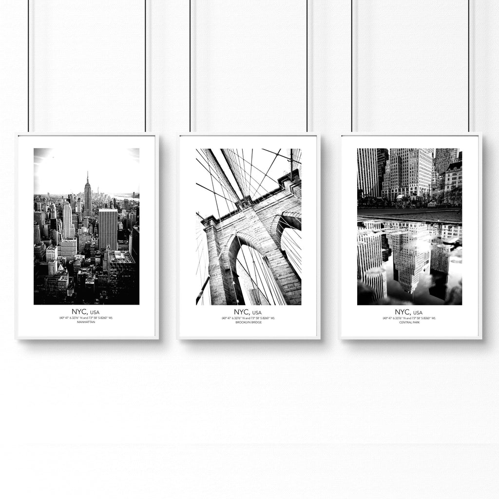 New york city wall art | set of 3 prints for Home office decor