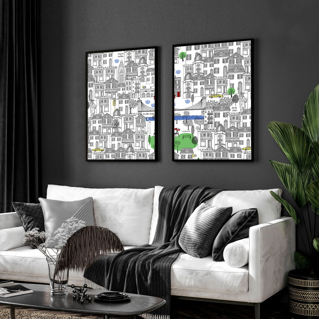 NY City Wall Art | Set of 2 travel posters