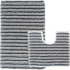 OLIVIA ROCCO Amalfi 2 Piece Bath Mat Set 100% Cotton Jumbo Plush Absorbent Pedestal Bath