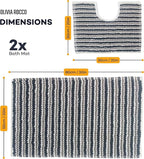OLIVIA ROCCO Amalfi 2 Piece Bath Mat Set 100% Cotton Jumbo Plush Absorbent Pedestal Bath
