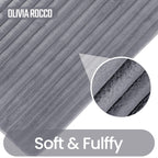 OLIVIA ROCCO 2 Piece Ribbed Bath Mat Set Charcoal Extra Soft Non Slip Super Absorbent