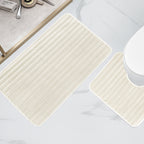 OLIVIA ROCCO 2 Piece Ribbed Bath Mat Set Cream Extra Soft Non Slip Super Absorbent Easy