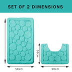 OLIVIA ROCCO Cali Bubbles 2 Piece Duck Egg Bath Mat and Pedestal Set Non Slip Super Soft Easy-Care Home Essential