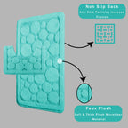 OLIVIA ROCCO Cali Bubbles 2 Piece Duck Egg Bath Mat and Pedestal Set Non Slip Super Soft Easy-Care Home Essential