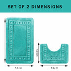 OLIVIA ROCCO Miami 2 Piece Duck Egg Bath Mat And Pedestal Set Non Slip Soft And Absorbent