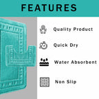 OLIVIA ROCCO Miami 2 Piece Duck Egg Bath Mat And Pedestal Set Non Slip Soft And Absorbent