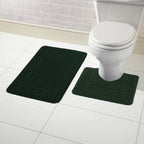 OLIVIA ROCCO Miami 2 Piece Emerald Green Bath Mat And Pedestal Set Non Slip Super Soft Easy-Care Home Essential