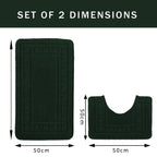 OLIVIA ROCCO Miami 2 Piece Emerald Green Bath Mat And Pedestal Set Non Slip Super Soft Easy-Care Home Essential