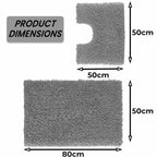 OLIVIA ROCCO Como 2 Piece Grey Bath Mat And Pedestal Set Non-Slip Super Absorbent Cotton Easy-Care Hotel-Quality Textile