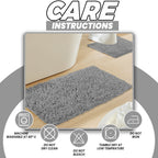 OLIVIA ROCCO Como 2 Piece Grey Bath Mat And Pedestal Set Non-Slip Super Absorbent Cotton Easy-Care Hotel-Quality Textile