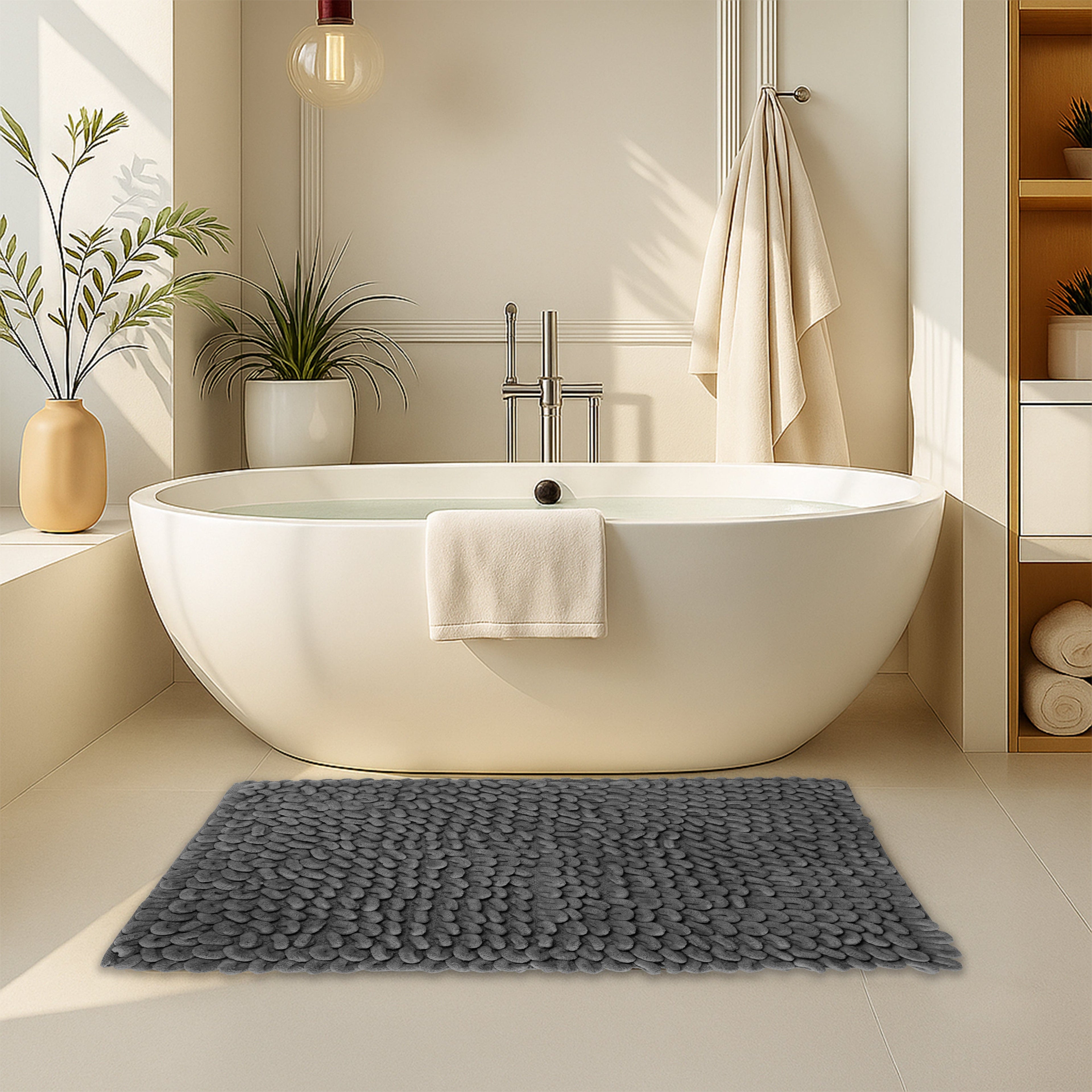 OLIVIA ROCCO Jumbo Loop Bath Mat Non Slip Water Absorbent Rug Easy-Care Hotel-Quality Textile