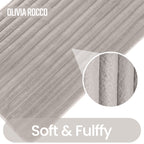 OLIVIA ROCCO 2 Piece Ribbed Bath Mat Set Natural Extra Soft Non Slip Super Absorbent Easy