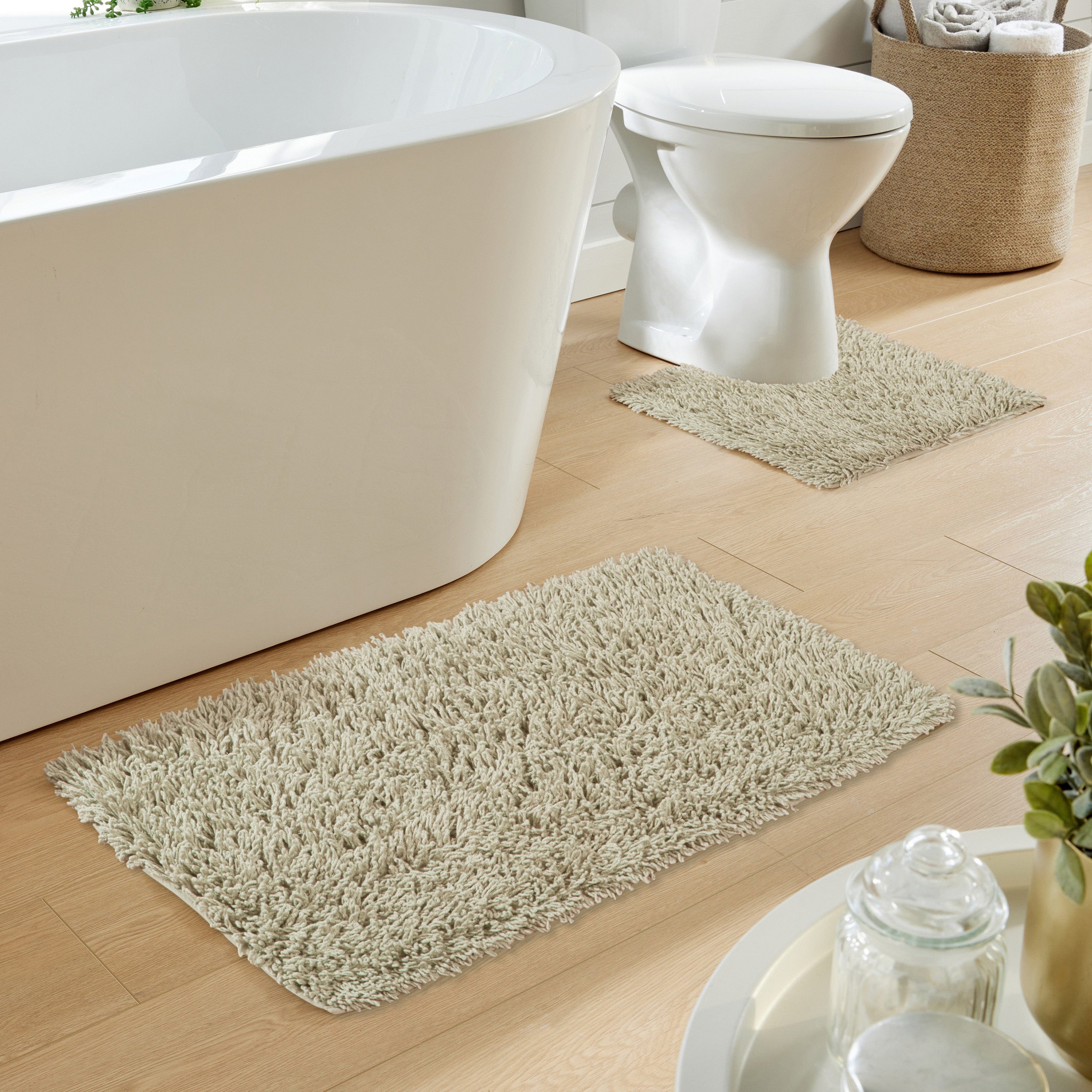 OLIVIA ROCCO Como 2-Piece Natural Bath Mat And Pedestal Set Non-Slip Super Absorbent