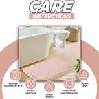 OLIVIA ROCCO 2 Piece Ribbed Bath Mat Set Pink Extra Soft Non Slip Super Absorbent