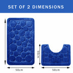 OLIVIA ROCCO Cali Bubbles 2 Piece Royal Blue Bath Mat And Pedestal Set Non Slip Easy-Care Hotel-Quality Textile