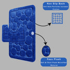 OLIVIA ROCCO Cali Bubbles 2 Piece Royal Blue Bath Mat And Pedestal Set Non Slip Easy-Care Hotel-Quality Textile