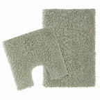 OLIVIA ROCCO Como 2 Piece Sage Green Bath Mat And Pedestal Set Non Slip Super Absorbent