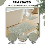 OLIVIA ROCCO Como 2 Piece Sage Green Bath Mat And Pedestal Set Non Slip Super Absorbent