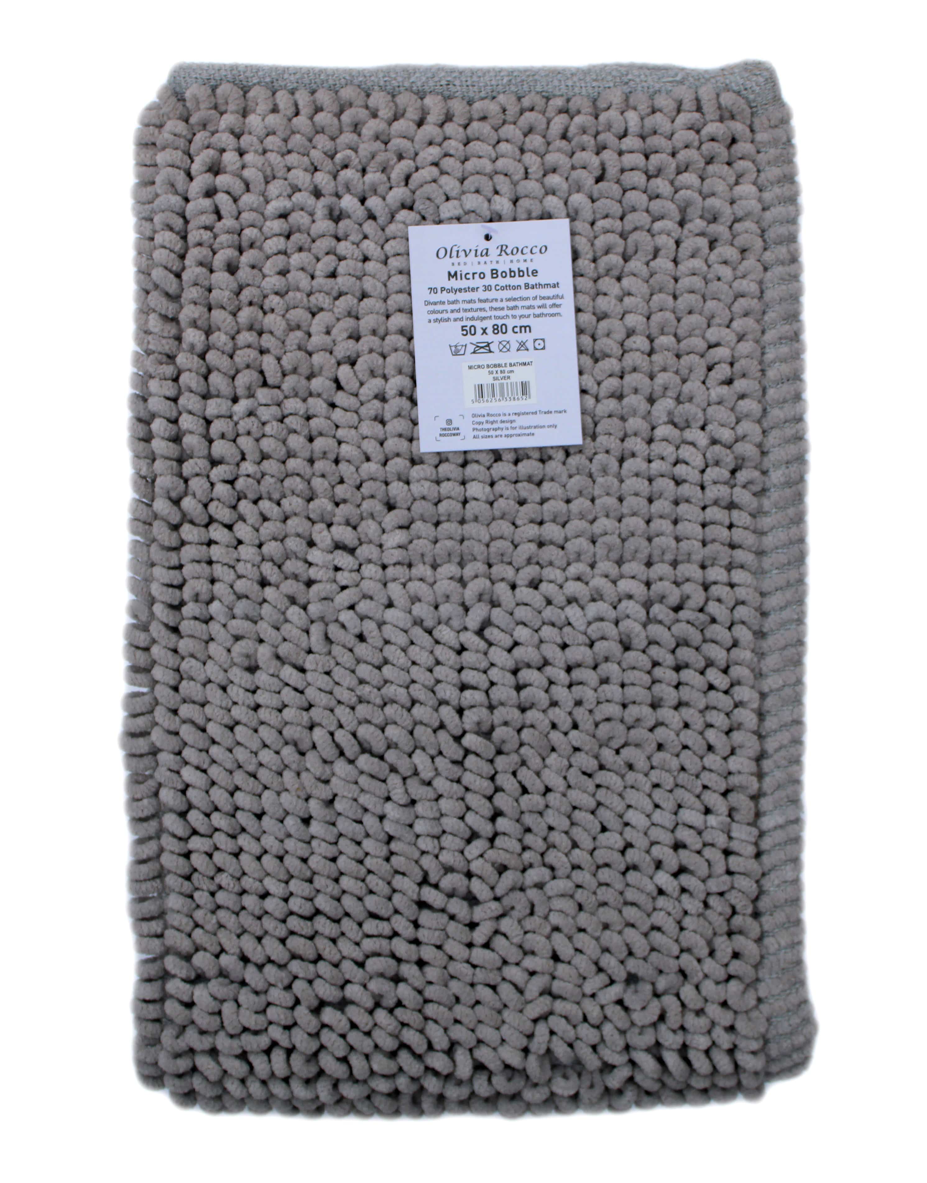 OLIVIA ROCCO Pebbles Micro Bobble Bath Mat Pure Indian Cotton Hand Woven Eco Friendly