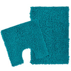 OLIVIA ROCCO Como 2 Piece Teal Bath Mat And Pedestal Set Non Slip Super Absorbent Cotton Hotel-Quality Everyday Comfort