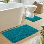 OLIVIA ROCCO Como 2 Piece Teal Bath Mat And Pedestal Set Non Slip Super Absorbent Cotton Hotel-Quality Everyday Comfort