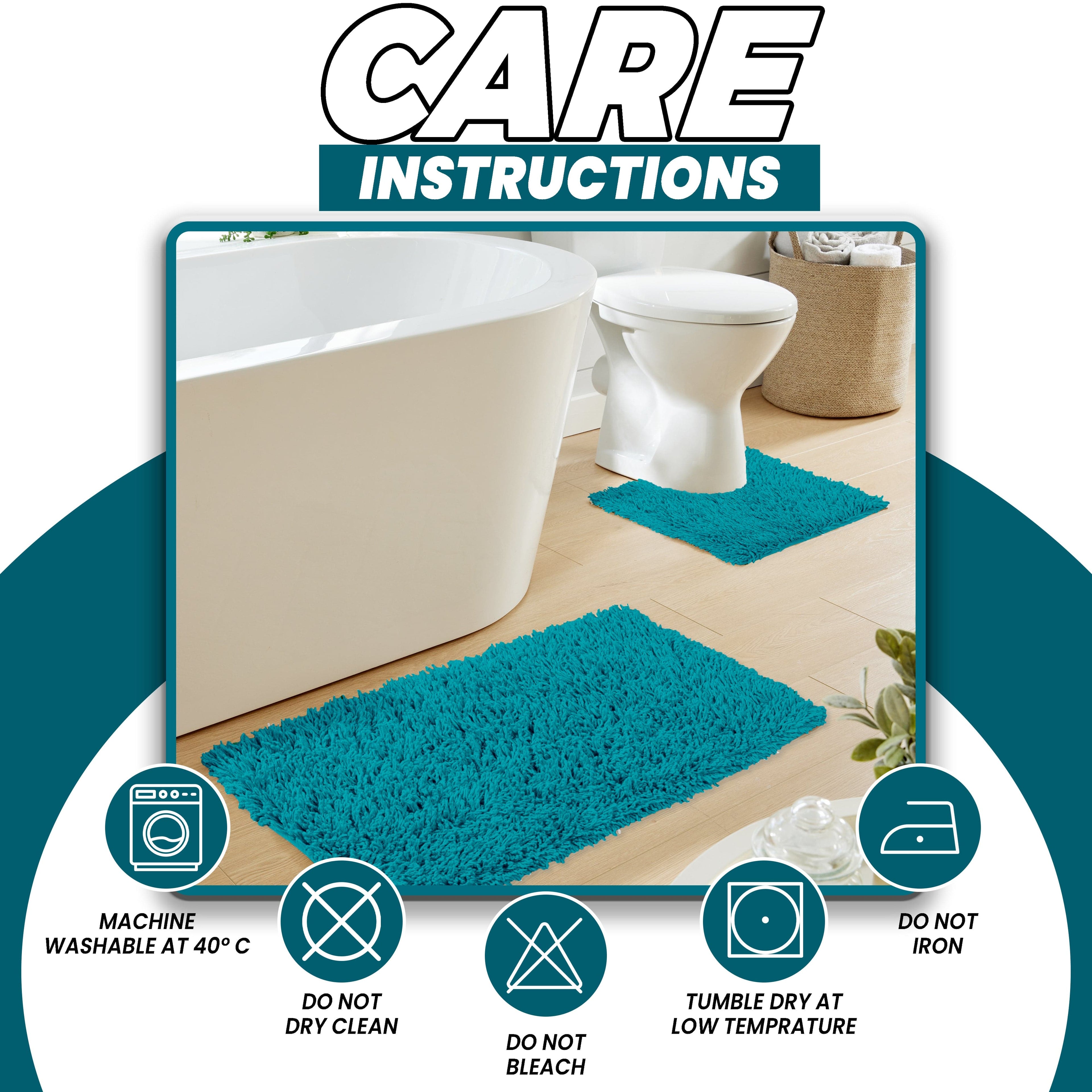 OLIVIA ROCCO Como 2 Piece Teal Bath Mat And Pedestal Set Non Slip Super Absorbent Cotton Hotel-Quality Everyday Comfort
