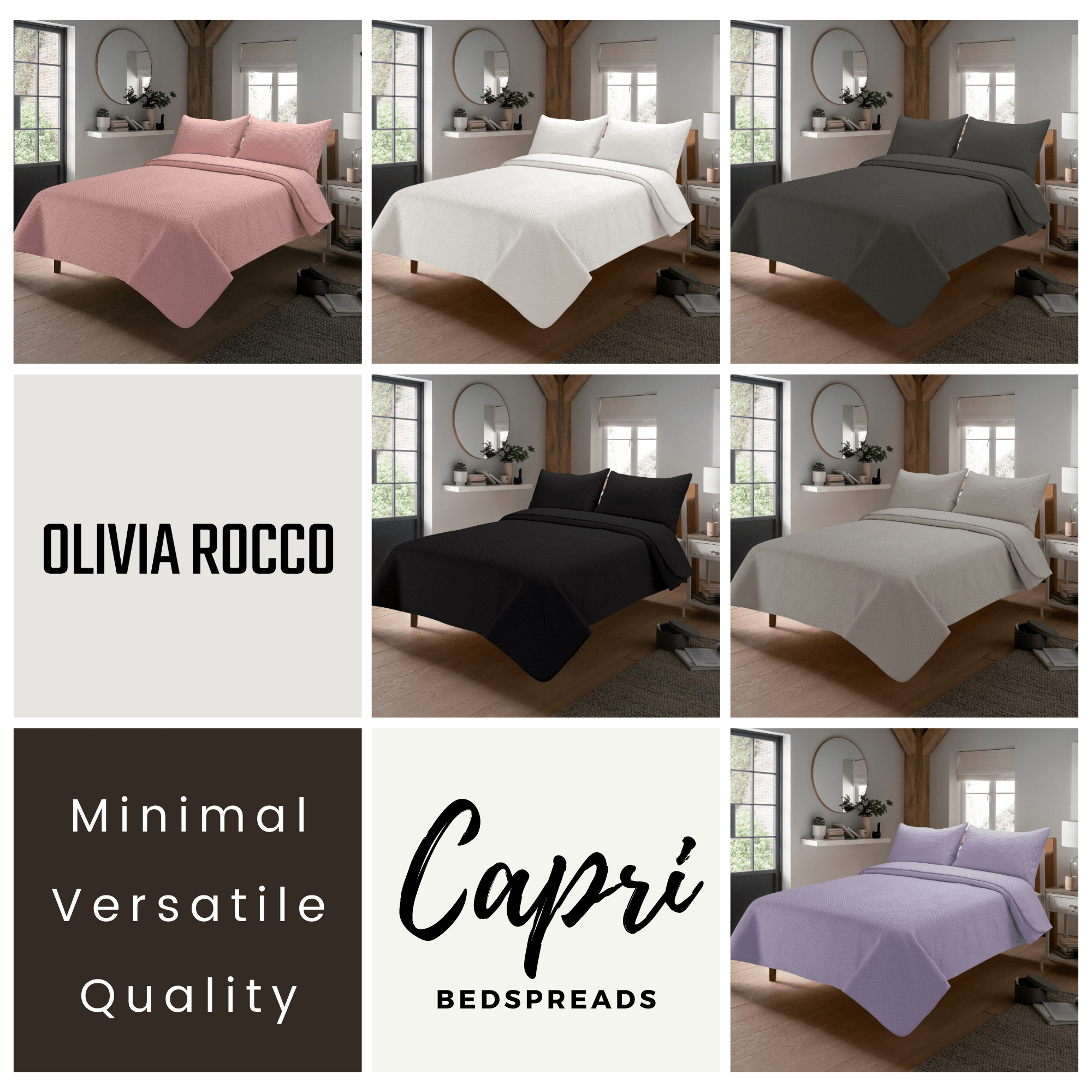 OLIVIA ROCCO Capri Embossed Luxury Bedspread Set With Quilted Throw And Duvet Matching