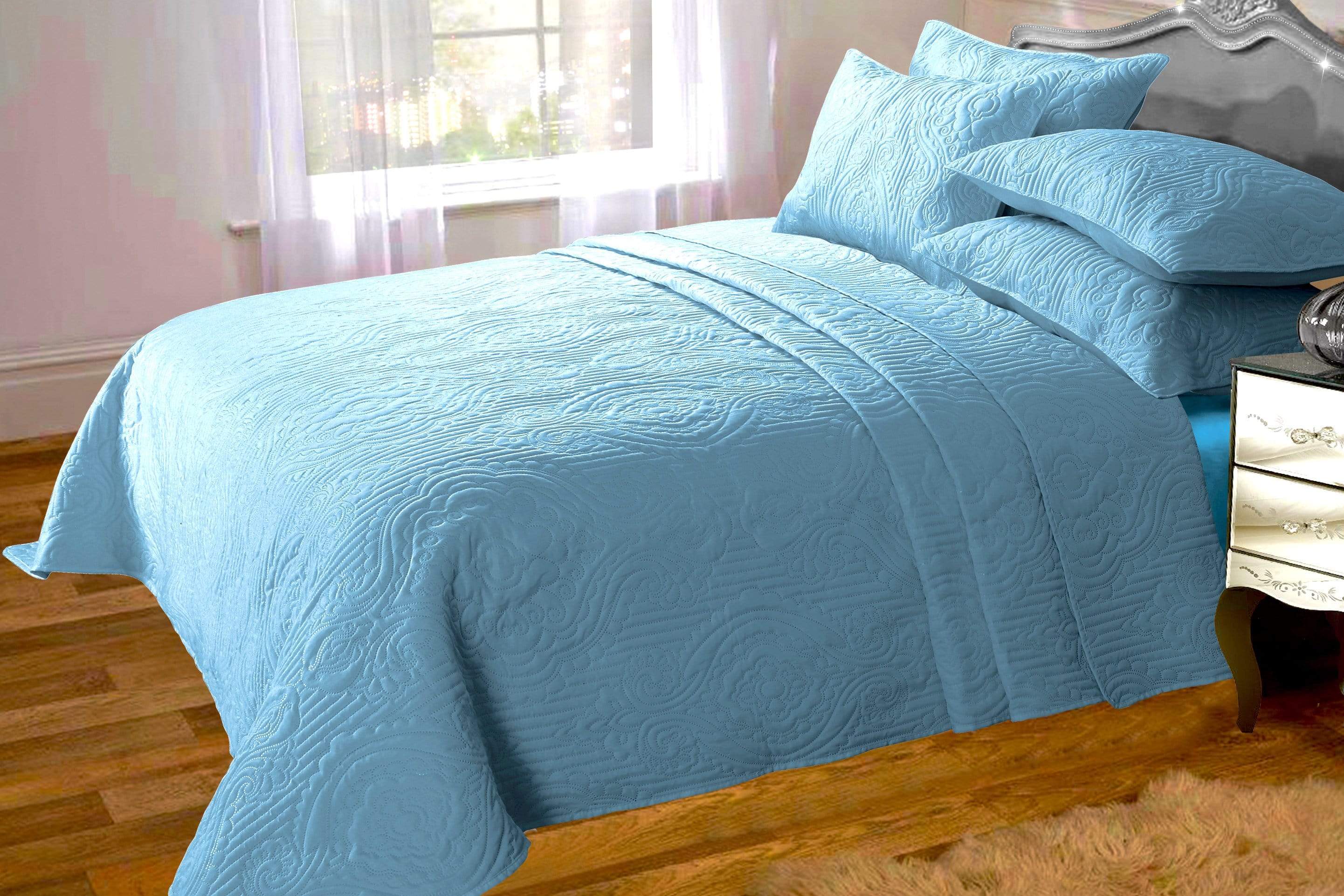 OLIVIA ROCCO Sorrento Embossed Quilted Bedspread Set Versatile Sofa Or Bedding Hotel-Quality Everyday Comfort