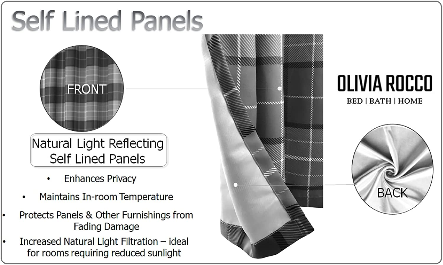 OLIVIA ROCCO Blackout Thermal Curtains Check Marble Design Light Blocking Panels Multiple