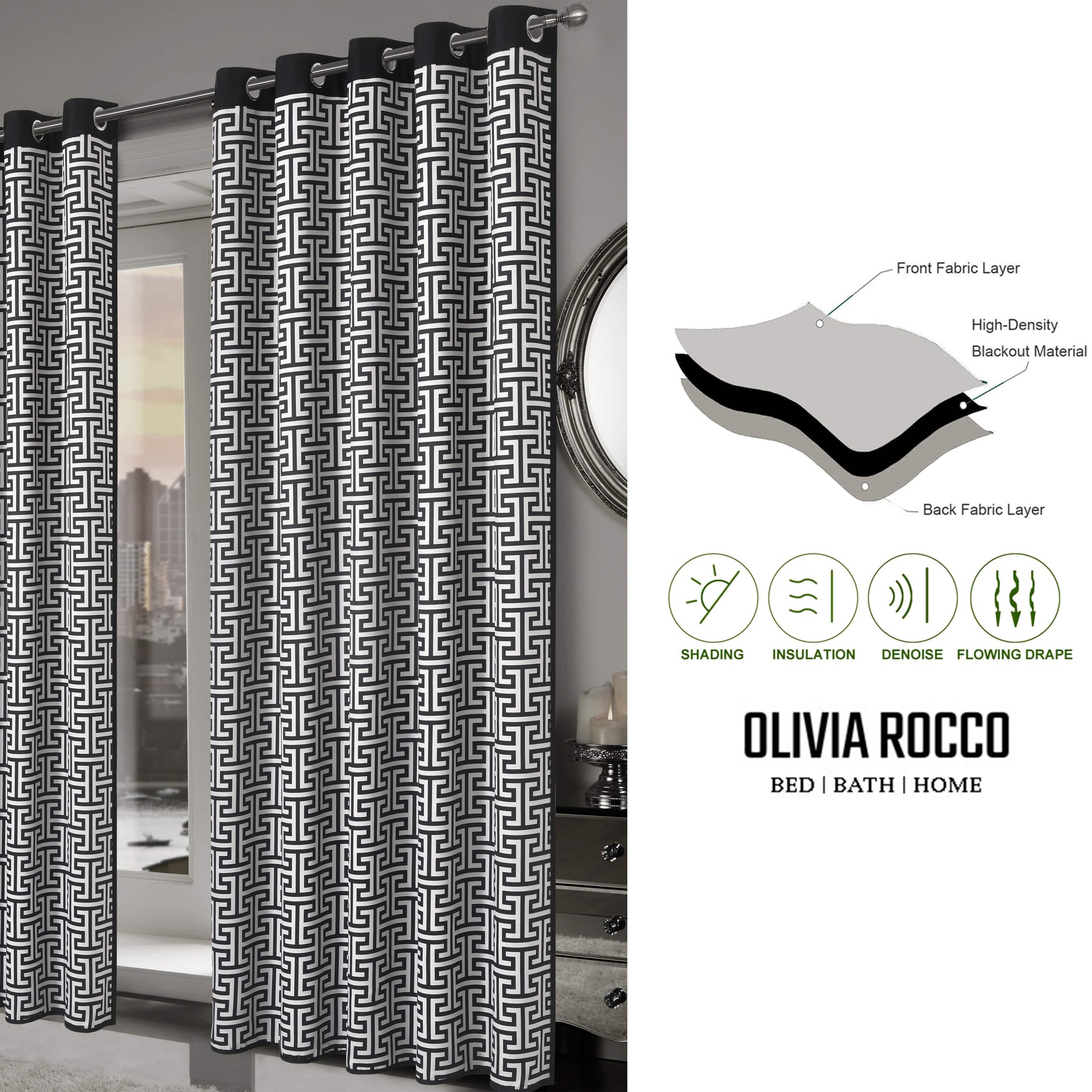 OLIVIA ROCCO Milano Geometric Blackout Curtains Thermal Insulated Eyelet Pair Pencil Pleat