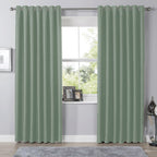 OLIVIA ROCCO Blackout Sage Green Eyelet Curtains Thermal Ring Top Window Treatments