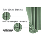 OLIVIA ROCCO Blackout Sage Green Eyelet Curtains Thermal Ring Top Window Treatments