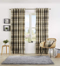 OLIVIA ROCCO Check Pattern Curtains With Matching Cushion Covers Premium Cotton Mix