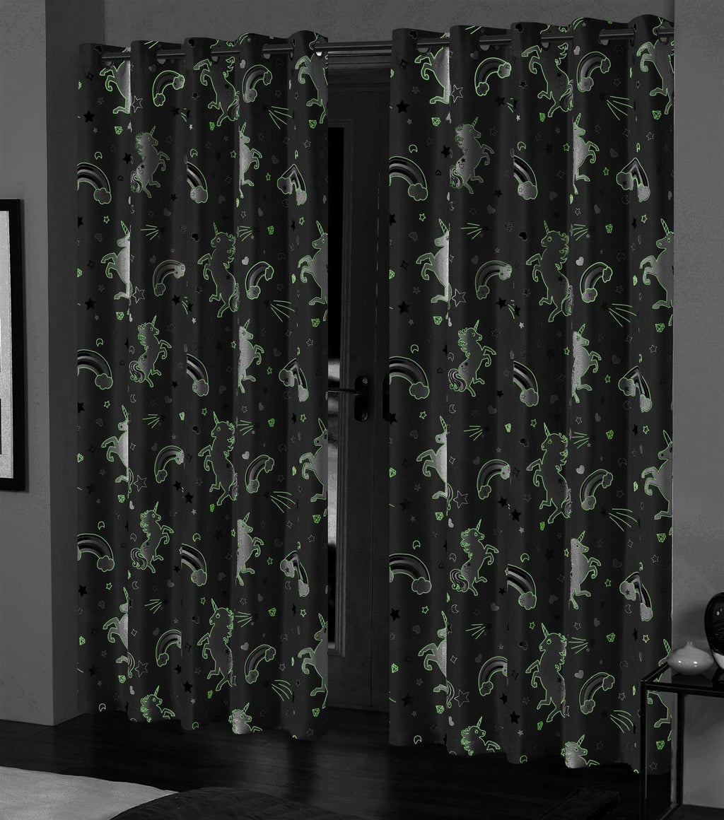 OLIVIA ROCCO Glow In The Dark Blackout Curtains With Thermal Panels Eyelet Pencil Pleat