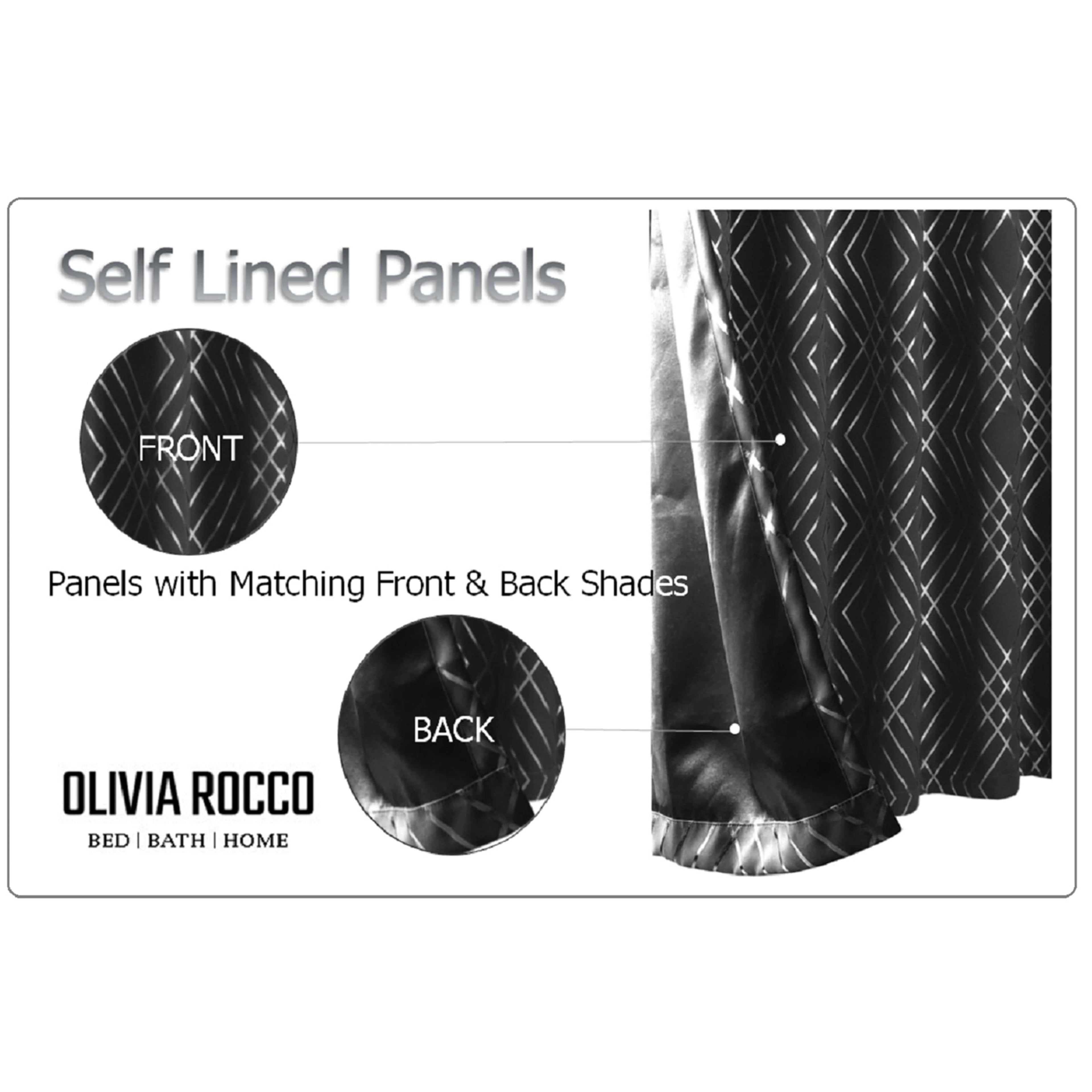 OLIVIA ROCCO Geometric Sparkle Blackout Curtains Black Thermal Insulated Eyelet Ring Top