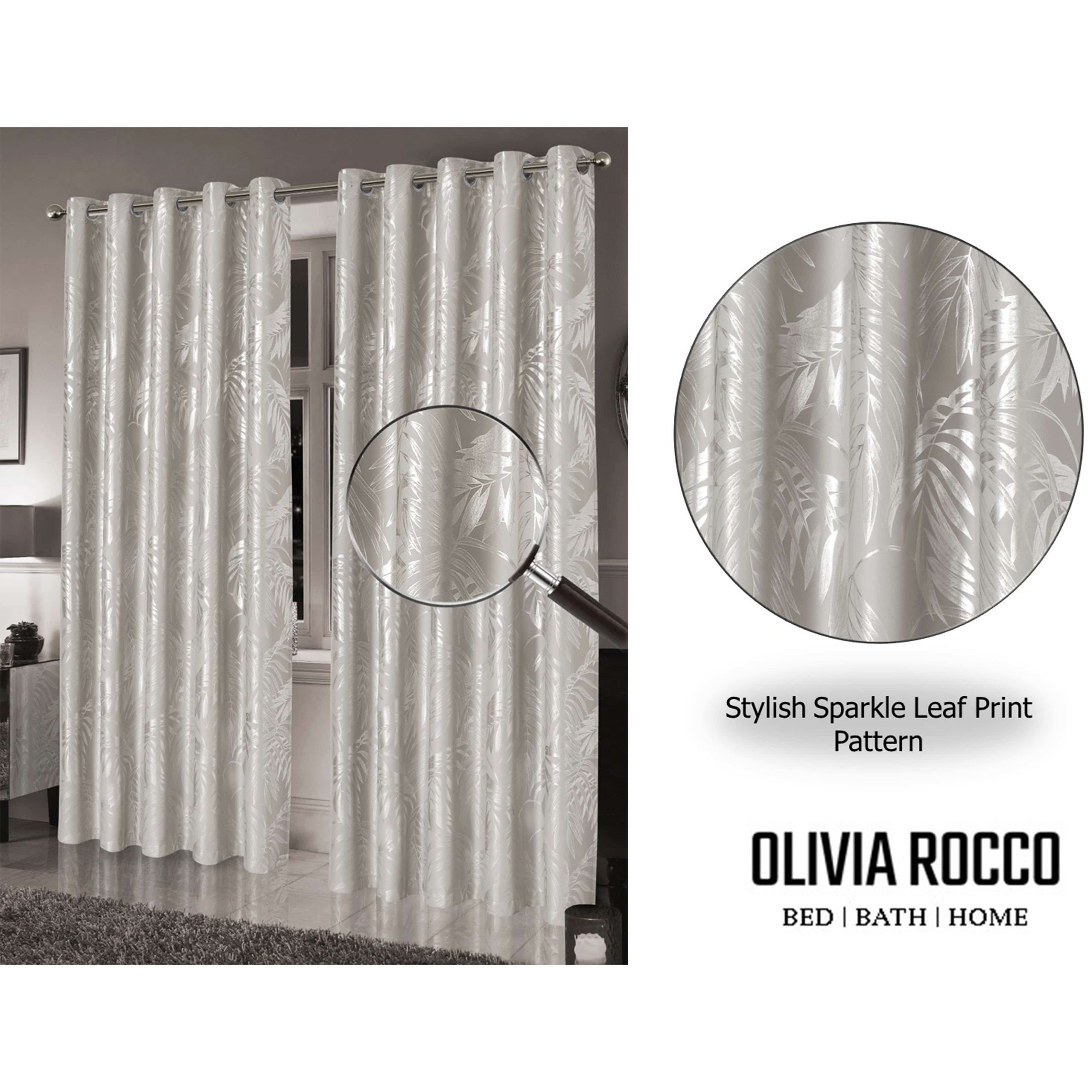 OLIVIA ROCCO Leaf Natural Sparkle Blackout Curtains Super Soft Thermal Insulated Eyelet