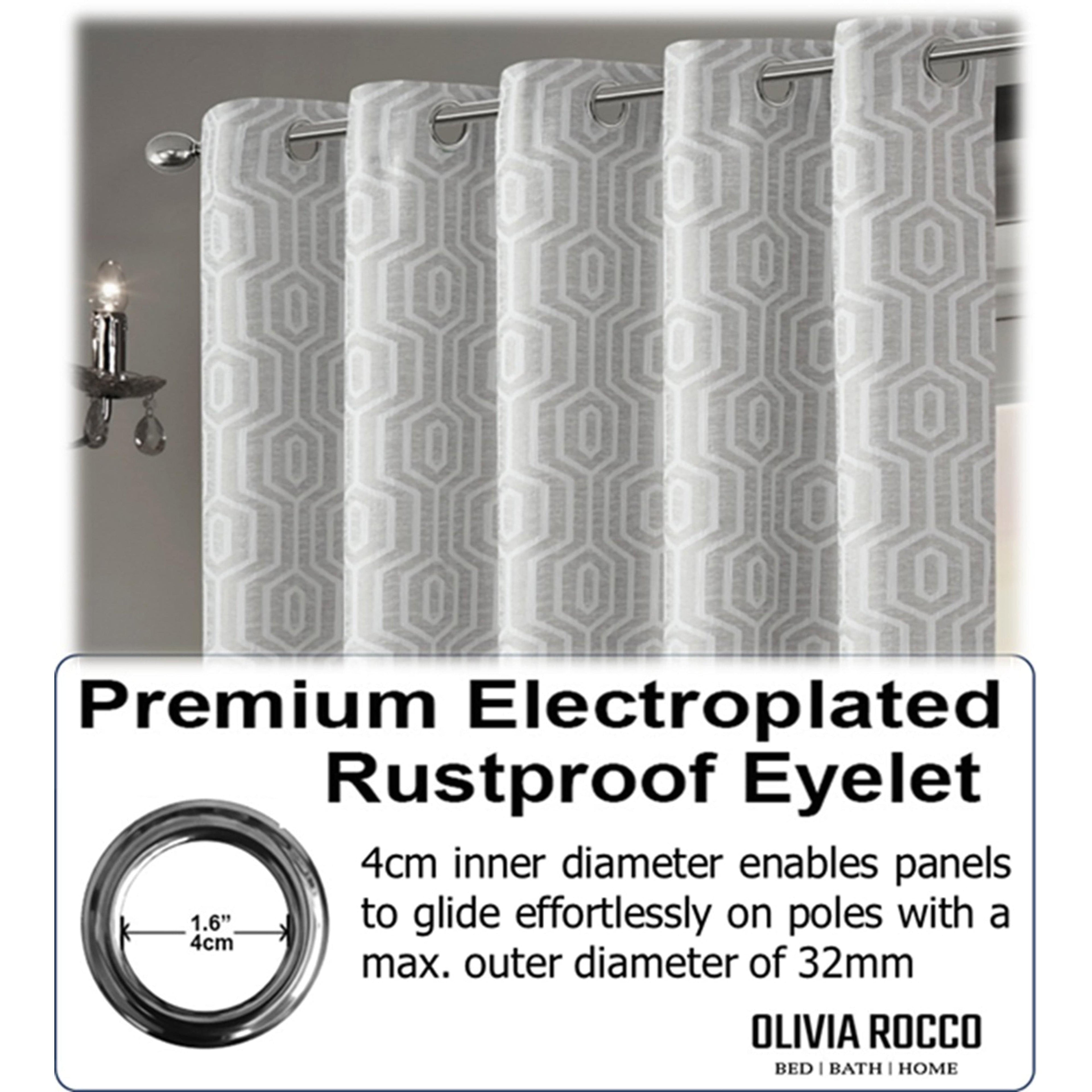 OLIVIA ROCCO Paris Eyelet Jacquard Curtains Natural Geometric Pattern Thermal Insulated