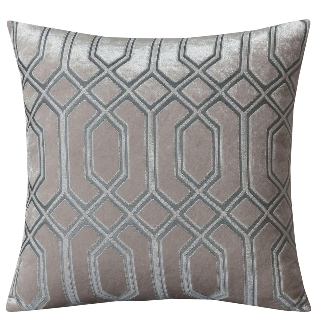 OLIVIA ROCCO Luxe Geo Velvet Cushion Covers 2 Pack Champagne Geometric Decorative