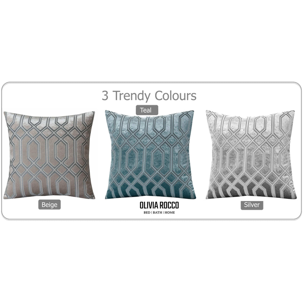 OLIVIA ROCCO Luxe Geo Velvet Cushion Covers 2 Pack Champagne Geometric Decorative