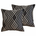 OLIVIA ROCCO Geo Sparkle Cushion Covers 2 Pack Geometric Decorative Pillow Cases Black Hotel-Style Sofa or Bed Accent