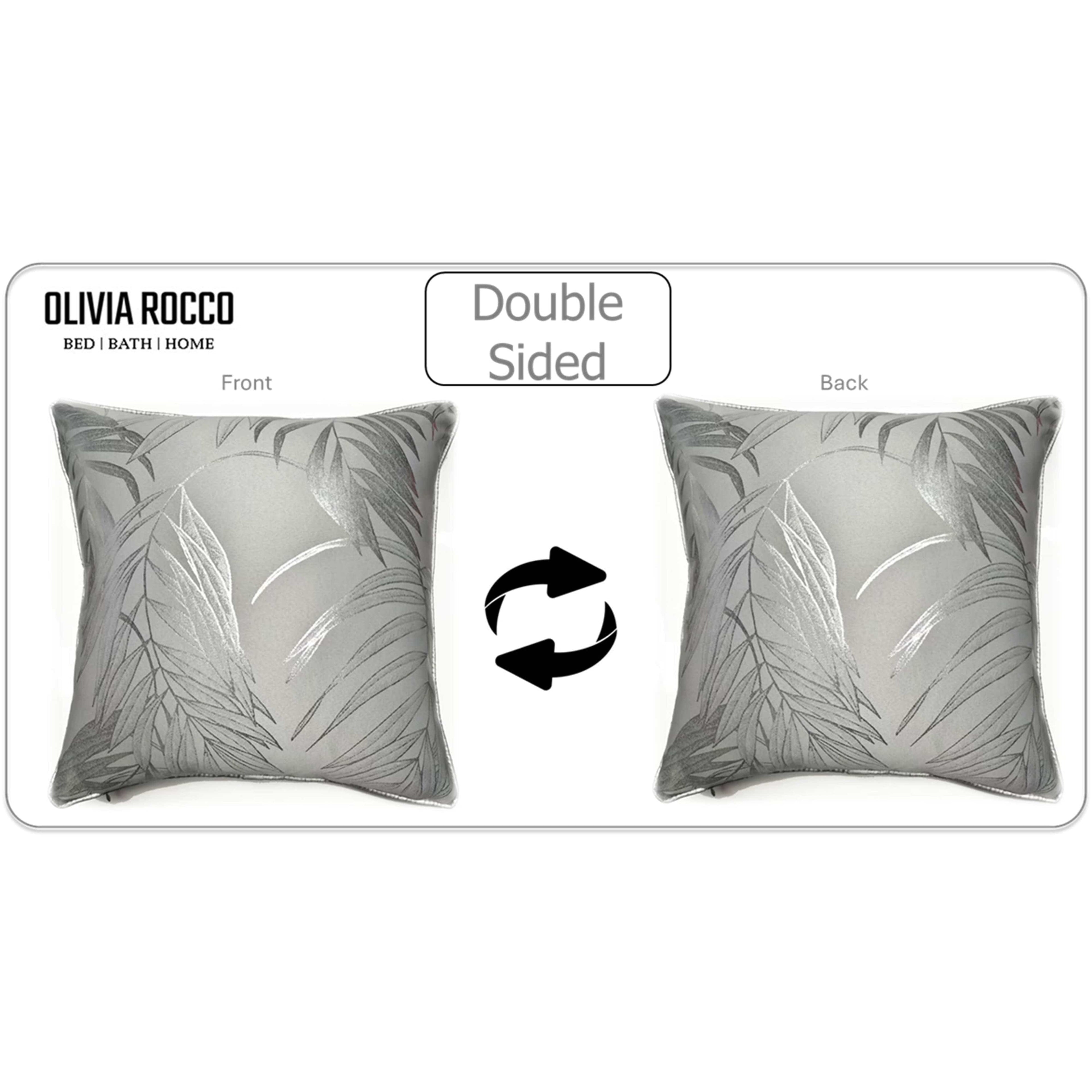 OLIVIA ROCCO Leaf Sparkle 2 Pack Cushion Covers Leaf Silver Modern Decorative Throw