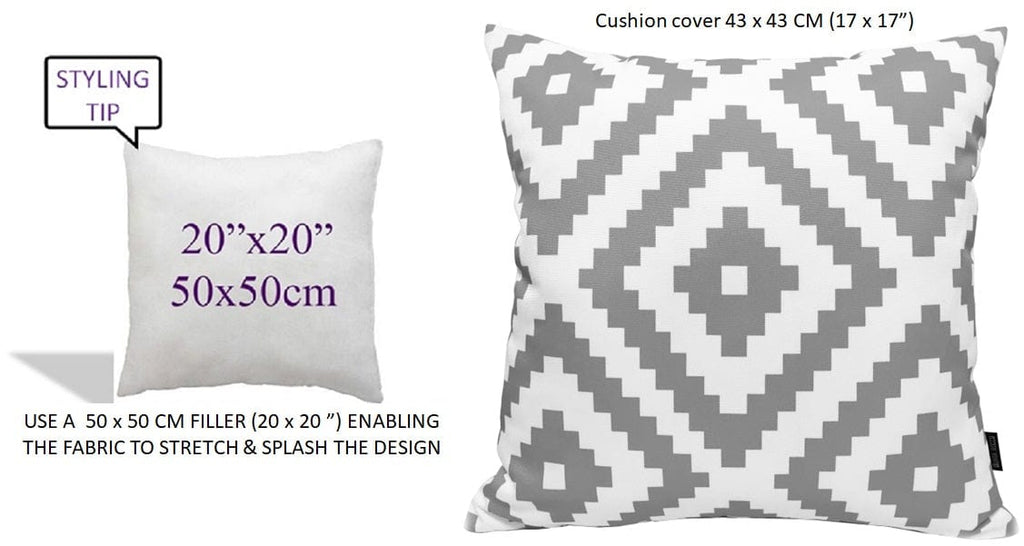OLIVIA ROCCO Nairobi Silver Waterproof Cushion Covers 43 x 43 cm Reversible Indoor