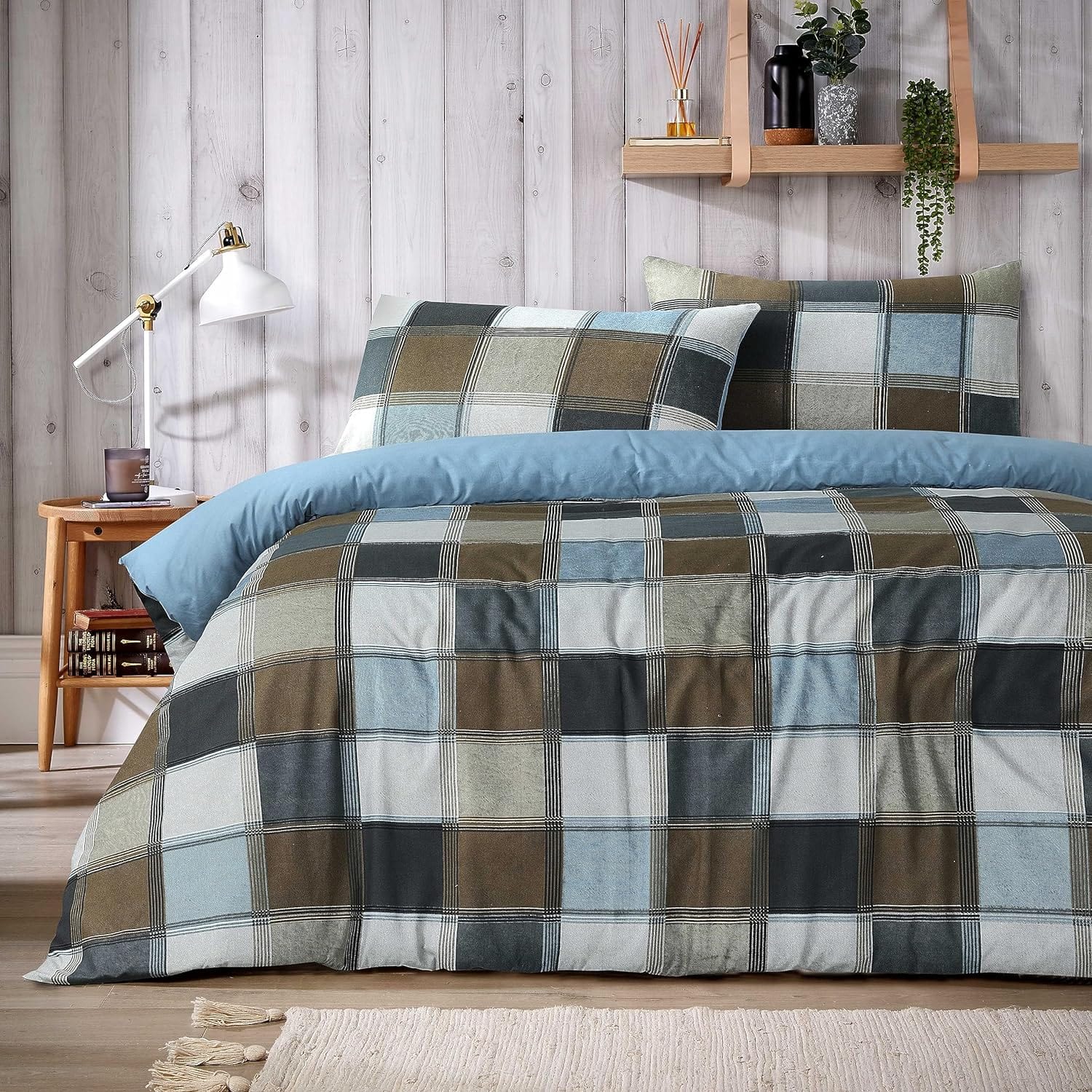 OLIVIA ROCCO Glencoe Check Duvet Cover Set Reversible Polycotton With Pillowcases