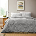 OLIVIA ROCCO Textured Pintuck Ruffles Pleated Microfibre Duvet Cover Set With Pillowcases
